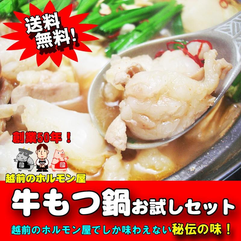 送料無料 専門店秘伝の味 牛もつ鍋お試しセット 2〜3人前 お一人様３セット限り