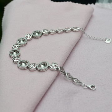 純美珍珠手鏈手鐲銀空托925純銀能鑲蜜蠟墨西哥藍珀手鏈托7-10mm