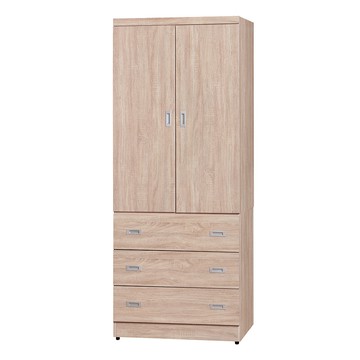 【本木】塔宇 北歐簡約3x7尺鏡面三抽拉門衣櫥梧桐