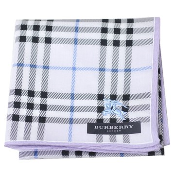 BURBERRY 巴寶莉  品牌經典大格紋戰馬LOGO刺繡圖騰帕領巾(淡粉紫系/51CM)