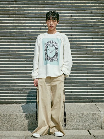 Shirring Dagger Print Oversized Sweatshirt