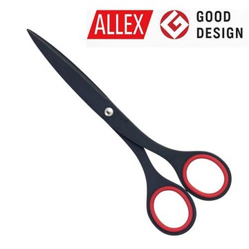 【ALLEX林刃物】極黑刃不粘膠剪刀165mm-紅(11150R)