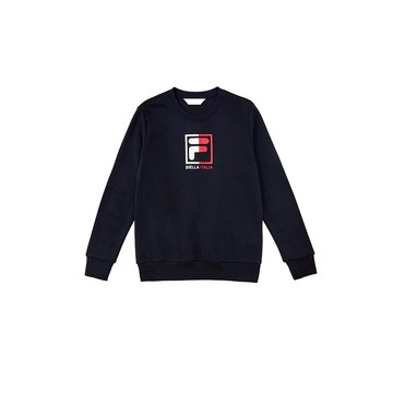 【FILA】KIDS 孩童款 運動圓領T恤-丈青 1TEX-8503-NV
