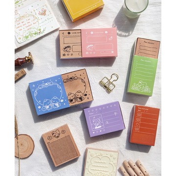 🍋檸檬青🍋清倉現貨北北的生活記事系列手賬木質橡膠印章8款卡通裝飾繪圖計劃表手賬素材