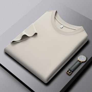 【新款熱賣】男裝短袖T恤純色健康親膚簡約商務男紳士圓領柔軟t