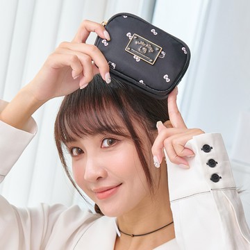 [666六六大順]【Hello Kitty】優雅凱蒂-雙層零錢包-(黑)