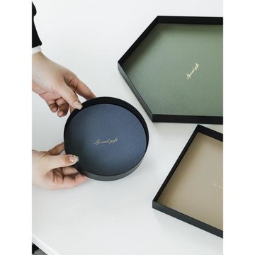 莫蘭迪色玄關鑰匙盤 北歐鐵藝收納盤 ins風桌面雜物盤 網紅皮托盤