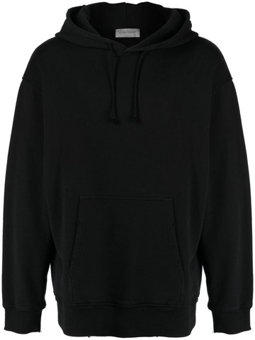 Yohji Yamamoto - raw-cut edge cotton hoodie - men - Cotton/Polyurethane/Cotton - 3 - Black