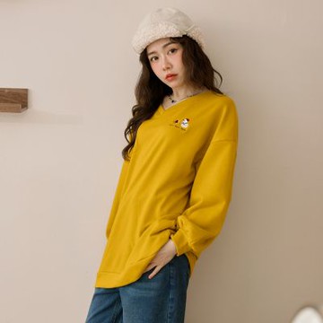 OB嚴選中大尺碼-抗UV純色V領雪人刺繡長版上衣《KG1517》