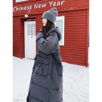 灰色長款過膝羽絨棉衣棉服女冬2025新款今年流行爆款加厚棉襖外套