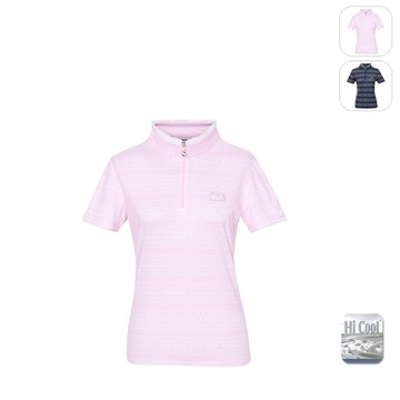 【FILA】女性 Golf 高爾夫 吸濕排汗 短袖 半開襟T恤-粉色 5TEZ-2131-PK