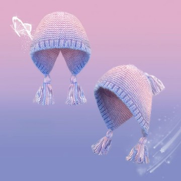 Charm Kebab日本設計師聯名款 彩虹漸變辮子毛線帽雷鋒針織套頭帽