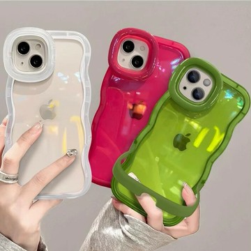 免運·適用蘋果15promax手機殼新款iPhone14pro創意波浪邊13簡約純殼隱形雙支架1112全包軟殼