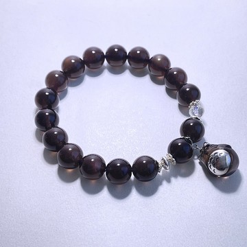 森林系守護者 避邪化煞 冰曜石 9.8mm 冰曜龍貓吊飾 925純銀 手鍊