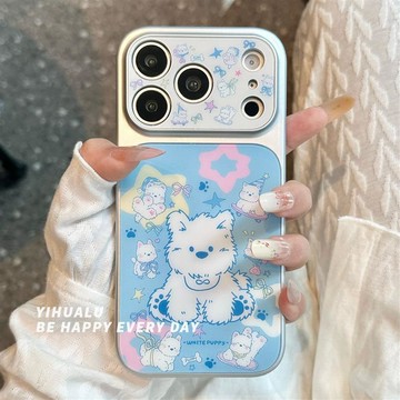 ✨iPhone手機殼✨超好看藍色星星西高地奔跑小狗適用蘋果17Promax手機殼iphone16pr