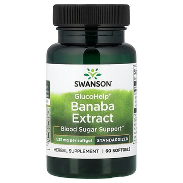 Swanson Vitamins, GlucoHelp®，巴拿巴提取物，標準化，1.33 毫克，60 粒軟膠囊