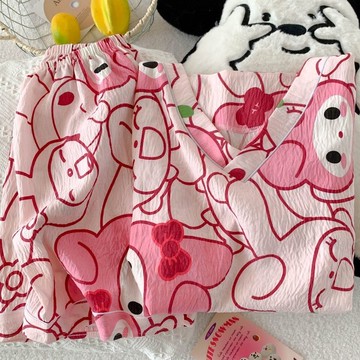 Yummy❥睡衣女短袖雲朵棉睡衣短袖可愛甜美純棉傢居服套裝