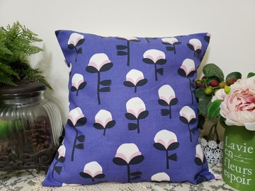 北歐風格簡約紫藍色花花圖案抱枕靠枕靠墊枕套