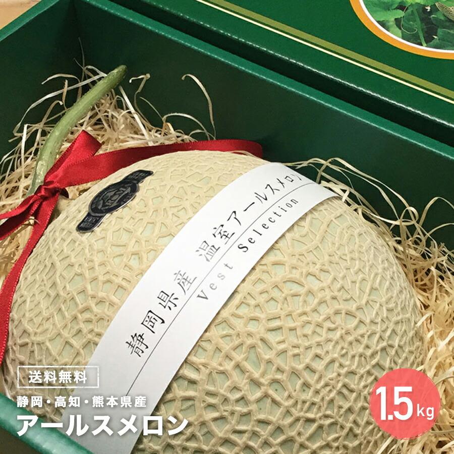 お歳暮 ギフト箱入り アールスメロン 1玉(1.3-1.5kg) 静岡県産 高知県産 熊本県産 メロン gift フルーツ マスクメロン