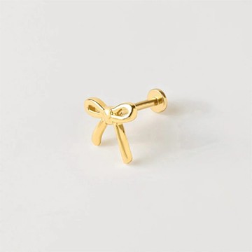 Wanderlust+Co 蝴蝶結金色平背轉珠單支耳環