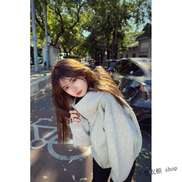 【秋冬必備】美式復古連帽外套 拉鍊保暖韓系穿搭女 美式復古外穿高領開衫連帽衛衣 男女情侶款 秋冬新款 韓版薄外套 女裝外