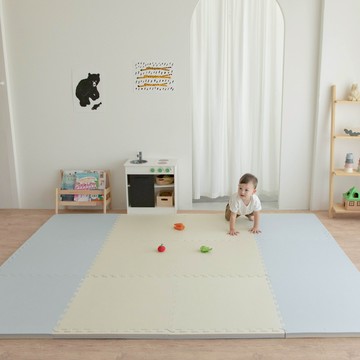 莫蘭迪居家地墊 寧靜米＆藍 | 厚度3cm | 4入巧拼地墊 附提袋