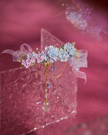 汐 - 漸變繡球花海手繪水球Carrie髮夾