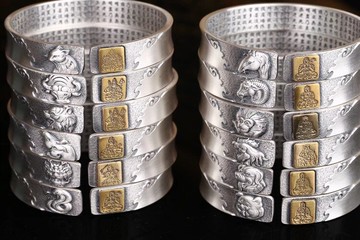 十二生效守護.心經六字真言999純銀手鐲35克左右男女通用 活口