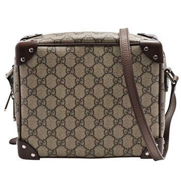 GUCCI 古馳 經典vintage travel luggage帆布方形斜背包(烏木色)