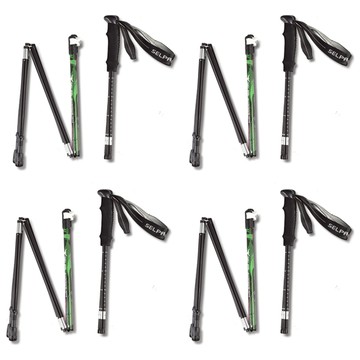 SELPA 翔凰 7075鋁合金外鎖折疊登山杖4支組  1組  綠色  收納38cm 伸長123cm