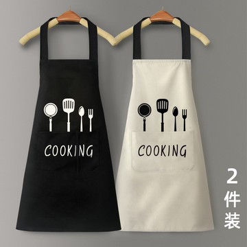 純棉圍裙家用廚房防水時尚女薄款夏季布藝圍腰新款工作罩衣
