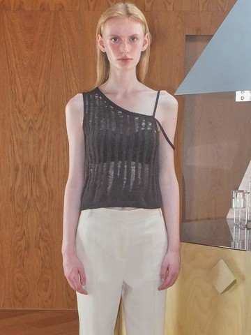 Layered Tank Knit Top_Brown