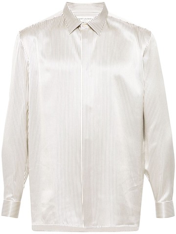 Saint Laurent - striped silk shirt - men - Silk - 42 - Neutrals