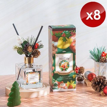 【QiMart】MIT聖誕花圈氣派款香氛珪藻土擴香瓶(200ml/瓶)x8瓶