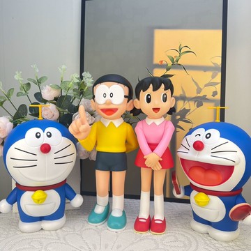 公司貨 免運 可開票  哆啦A夢 野比大雄靜香胖虎客廳公仔手辦潮玩卡通家居擺件