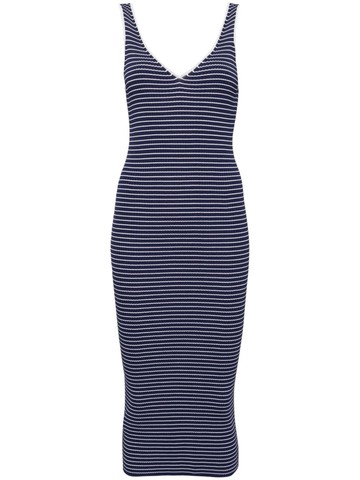 STAUD - Dana striped ribbed dress - women - Nylon/Viscose - XS - Blue