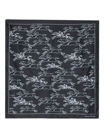 Longchamp - Gallop Denim logo-print silk scarf - women - Silk - One Size - Blue