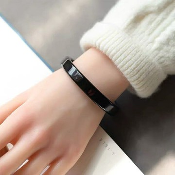 2024新款 天然黑曜石方口手鐲 時尚簡約節日生日禮品禮物 休閒百塔情侶手鐲 原創設計 時尚手鐲 高級禮品