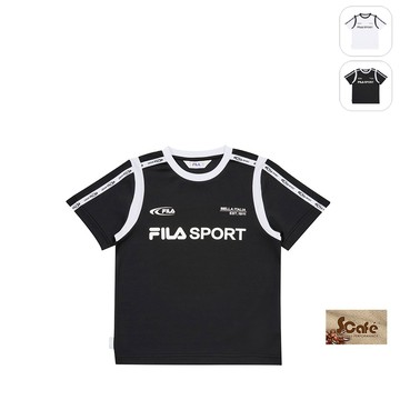 【FILA】KIDS 孩童款 吸濕排汗 短袖圓領T恤-黑色 1TEZ-4305-BK