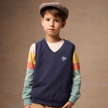 PIPPY 秋葉撞色露營趣繡花彩條長袖上衣 綠-155