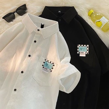 亞麻短袖襯衫男夏季寬松棉麻半袖上衣ins港風潮流休閑襯衣外套薄