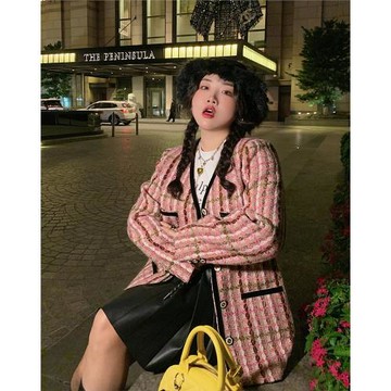 金大支小香風毛呢外套女秋冬2025新款高級感千金穿搭微胖呢子大衣