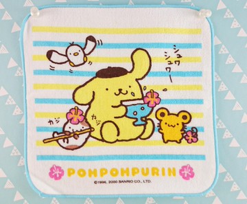 【震撼精品百貨】Pom Pom Purin 布丁狗 手帕 黃藍線 震撼日式精品百貨