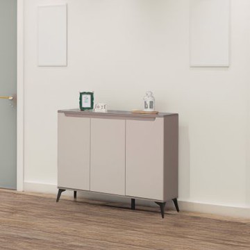 文創集 亞凱4尺三門雙色鞋櫃(岩板桌面板)-120x34x99cm免組