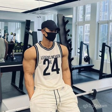 🔥新北出貨🔥美式吊嘎 吊嘎 男 運動吊嘎 健身吊嘎  夏季新款潮流速幹運動背心 彈力網眼美式籃球訓練24號球衣背心 RX