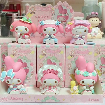 💕美樂蒂盲盒 三麗鷗祕森茶話會 美樂蒂公仔盲盒 庫洛米娃娃 美樂蒂手辦 兒童生日禮物 庫洛米盒玩 三麗鷗盲抽 擺件公仔