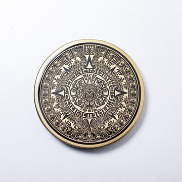 圖桑帶回 | 阿茲特克  太陽曆 黑曜 繪金圓形盤  阿茲提克 小型中型 共兩款  T240305-001,002