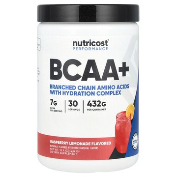 Nutricost, 表現提升，支鏈氨基酸+，樹莓檸檬水味，15.4 盎司（432 克）