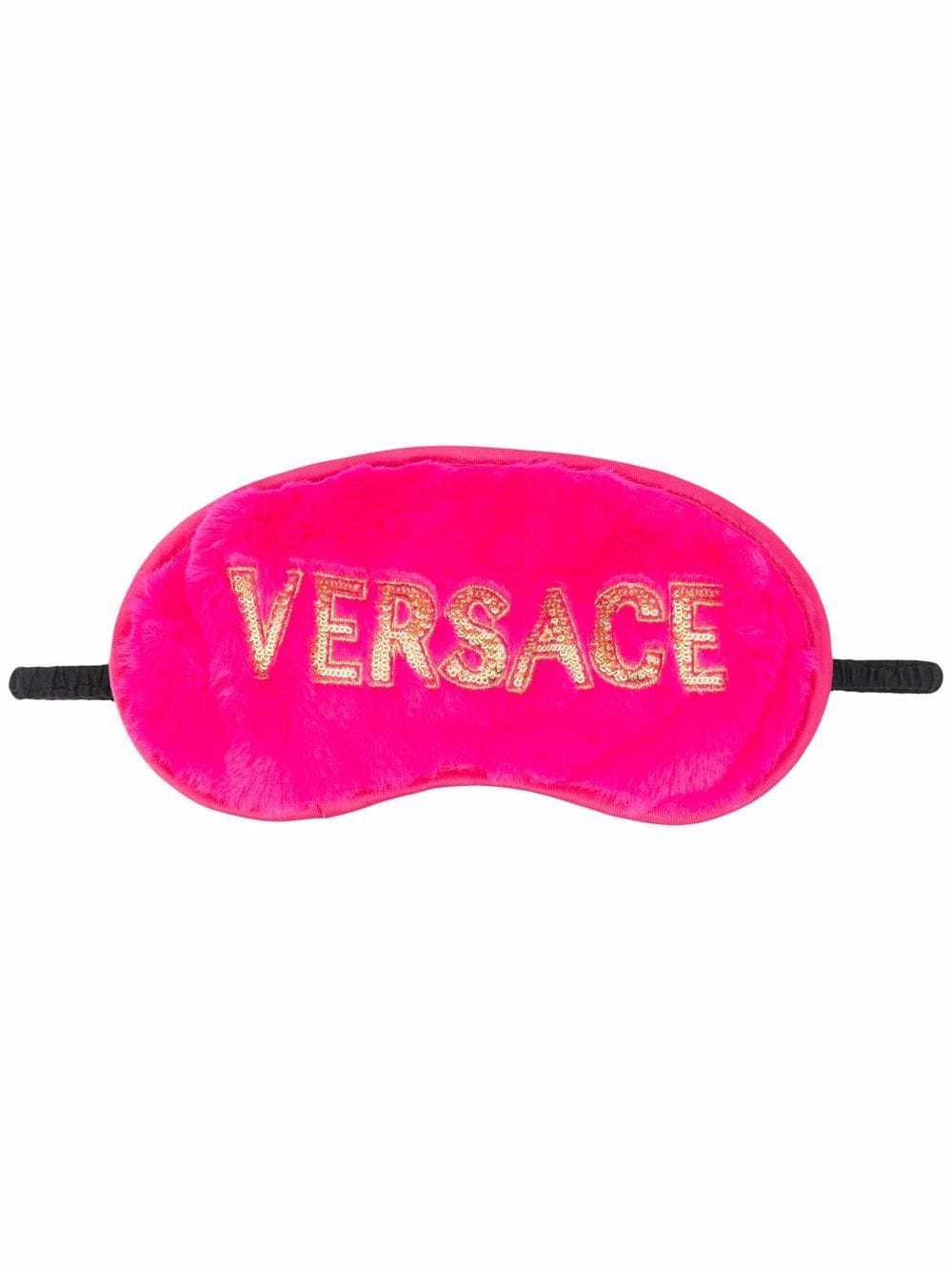 Versace - logo-embroidered eye mask - women - PolyesterCotton/Polyester - OS - Pink