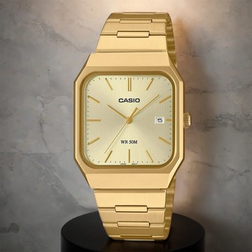 CASIO 卡西歐 方形日期指針手錶 不鏽鋼帶 考試錶 學生錶 MTP-B185G-9AV
